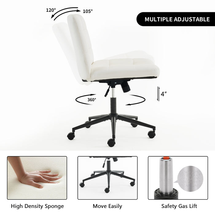 Keavey PU Leather Swivel Home Office Chair White