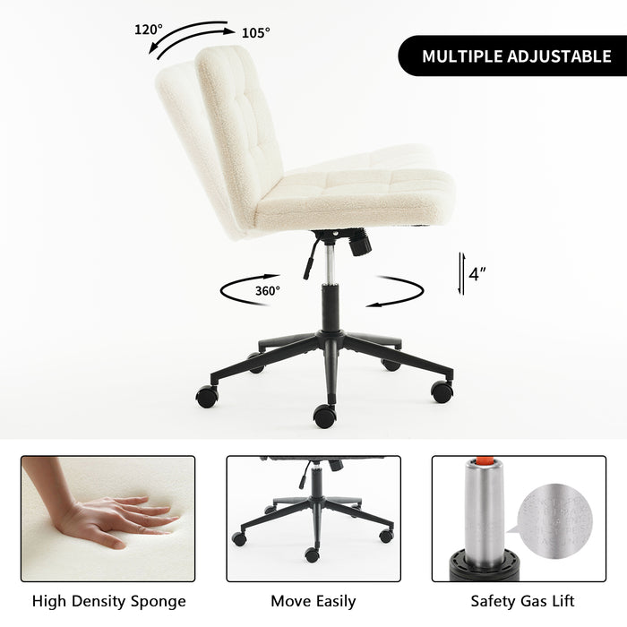 Keavey Sherpa Swivel Task Chair Ivory White