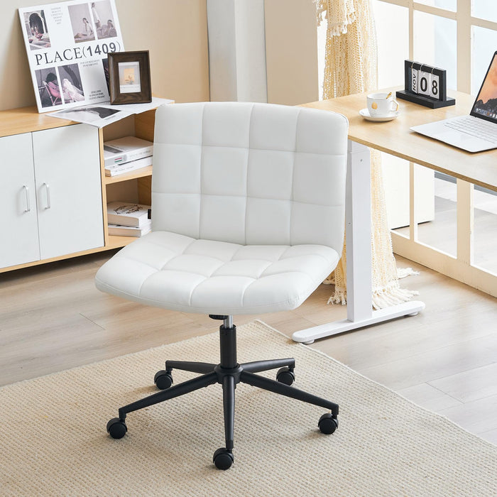 Keavey PU Leather Swivel Home Office Chair White