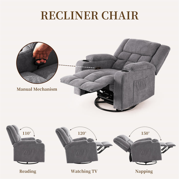 Furnimart 360° Swivel Rocker Recliner Chair