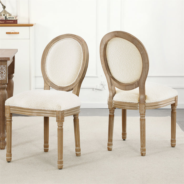 Lynn King Louis Back Side Chair Set of 2, Wool Fabric in Beige