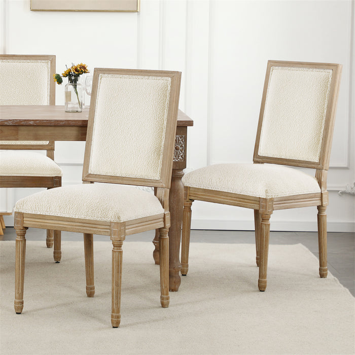 Libretto French Style Dining Chair Set of 2, Wool Fabric in Beige