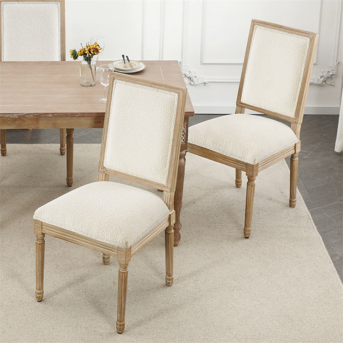 Libretto French Style Dining Chair Set of 2, Wool Fabric in Beige