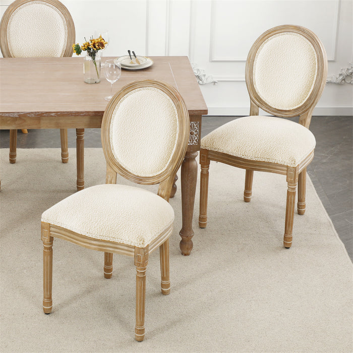 Lynn King Louis Back Side Chair Set of 2, Wool Fabric in Beige