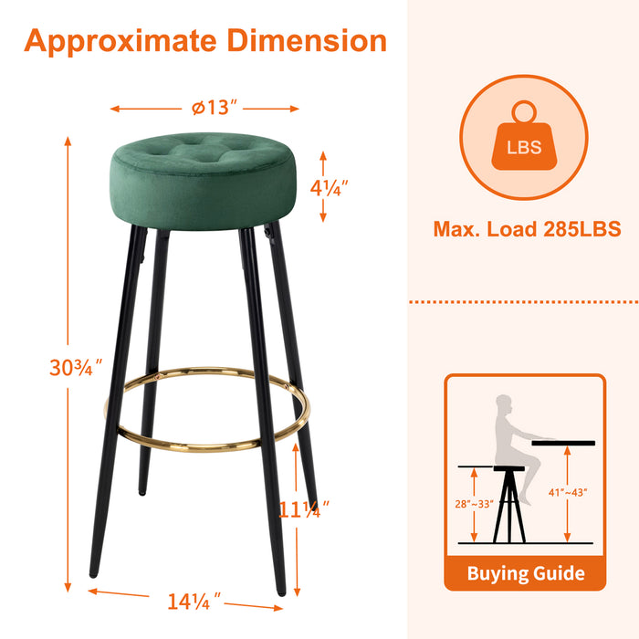 30-inch Minimalist Seattle Velvet Bar Stools